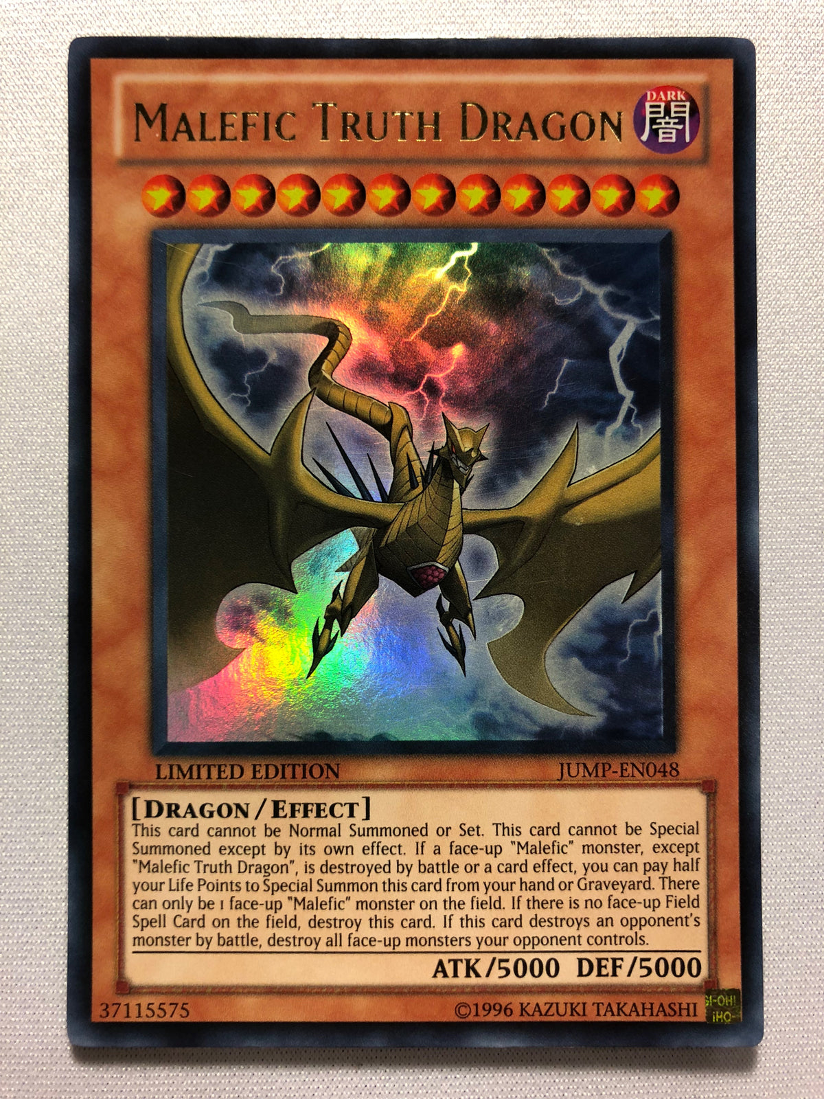 Yugioh Malefic Truth Dragon JUMP-EN048 Ultra Rare Limited Edition Near Yugioh Malefic Truth Dragon JUMP-EN048 Ultra Rare Limited Edition Near