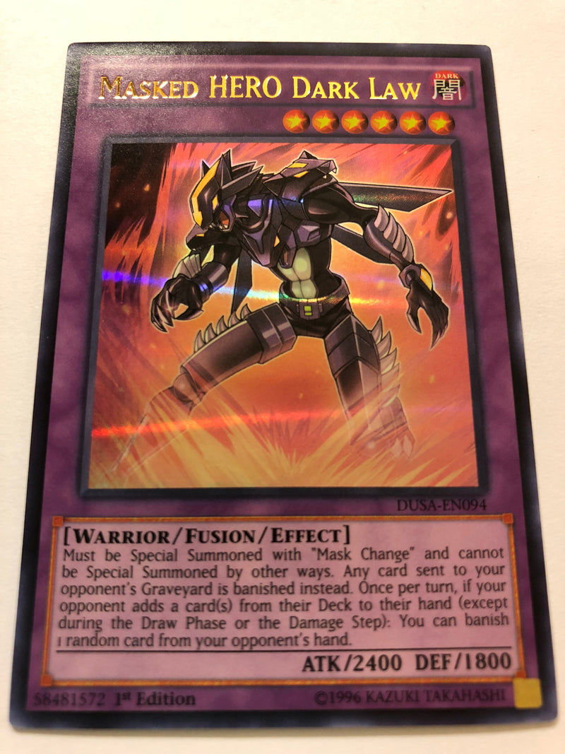 Yugioh Masked HERO Dark Law DUSA-EN094 Ultra Rare 1st Edition Near Min