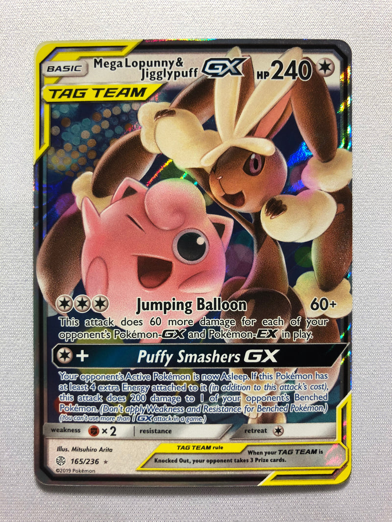 Mega Lopunny & jigglypuff GX 165/236 Holo Ultra Rare Pokemon Card Near Mega Lopunny & jigglypuff GX 165/236 Holo Ultra Rare Pokemon Card Near