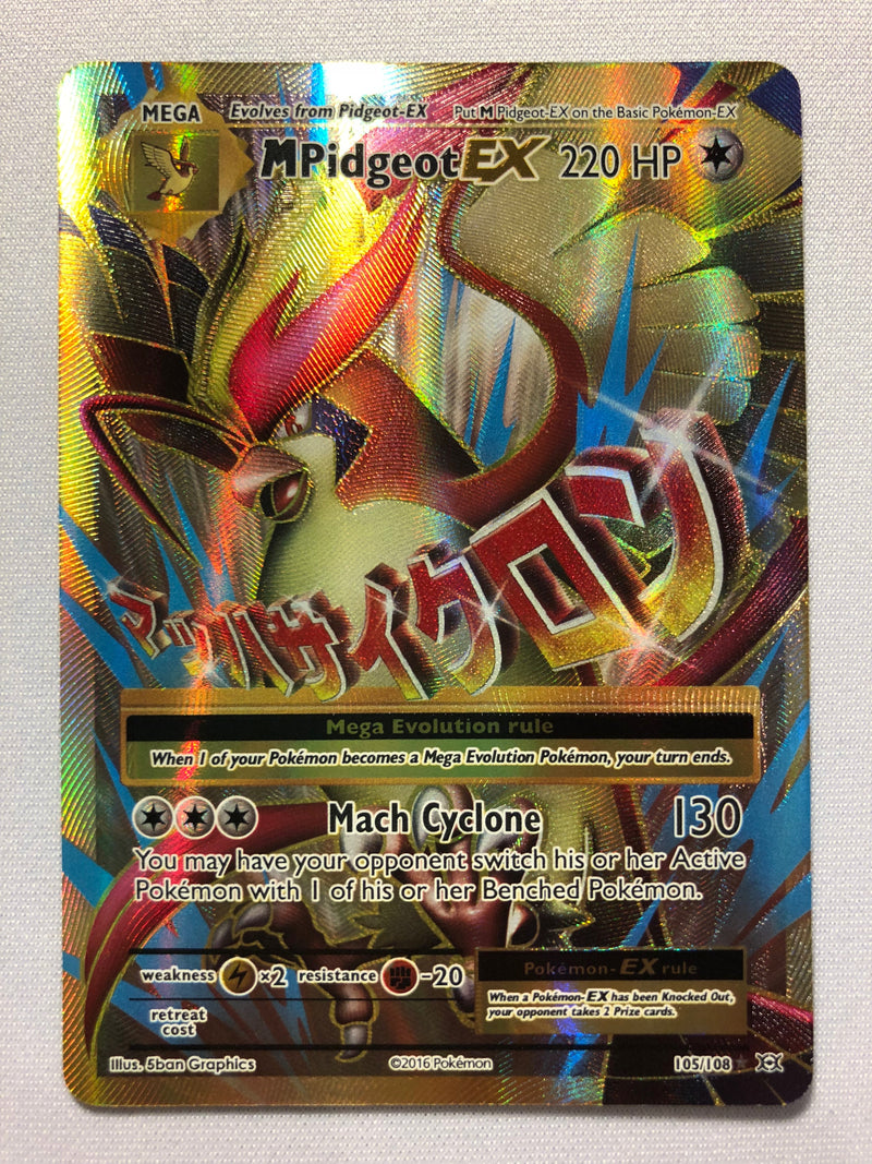 Mega M Pidgeot EX 105/108 XY Evolutions Full Art Holo Rare Pokemon Card Near Mint