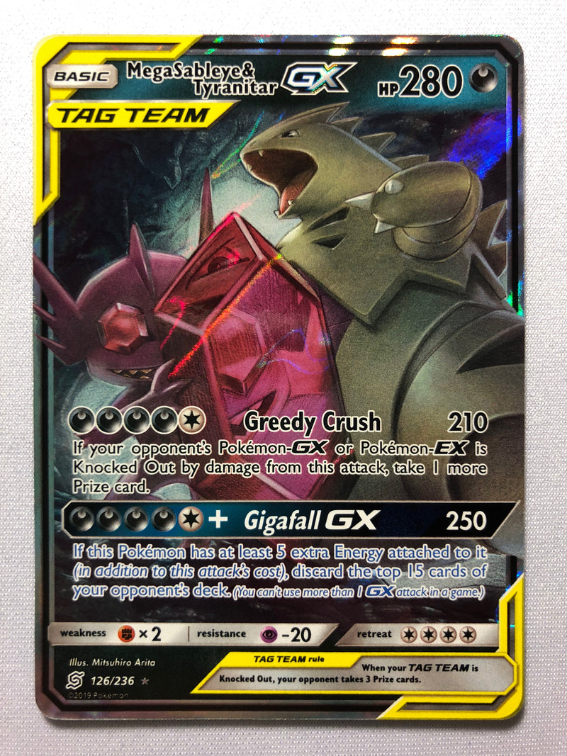 mega sableye pokemon card Mega Sableye & Tyranitar GX 126/236 Unified Minds Holo Rare Pokemon Ca