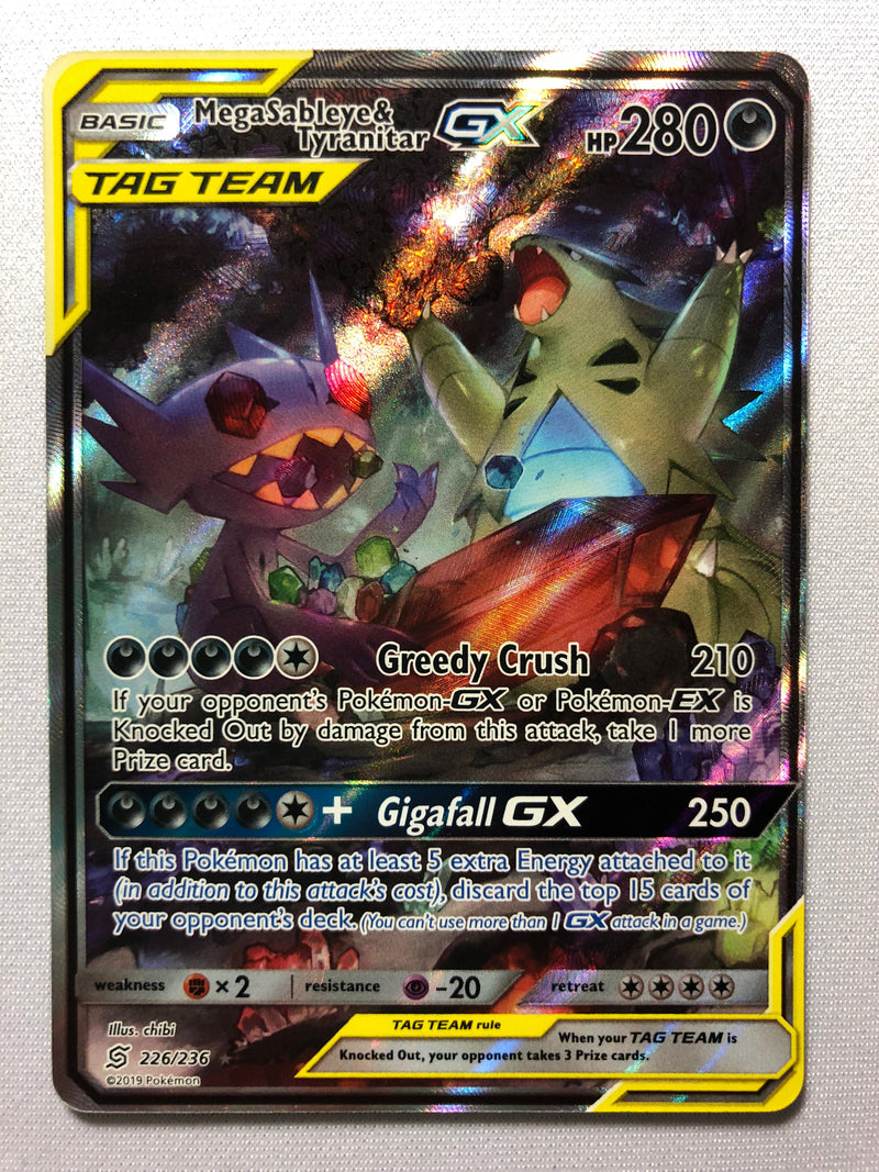 Mega Sableye & Tyranitar GX 226/236 Full Art Ultra Rare Pokemon Card Near Mint Mega Sableye & Tyranitar GX 226/236 Full Art Ultra Rare Pokemon Card Near Mint