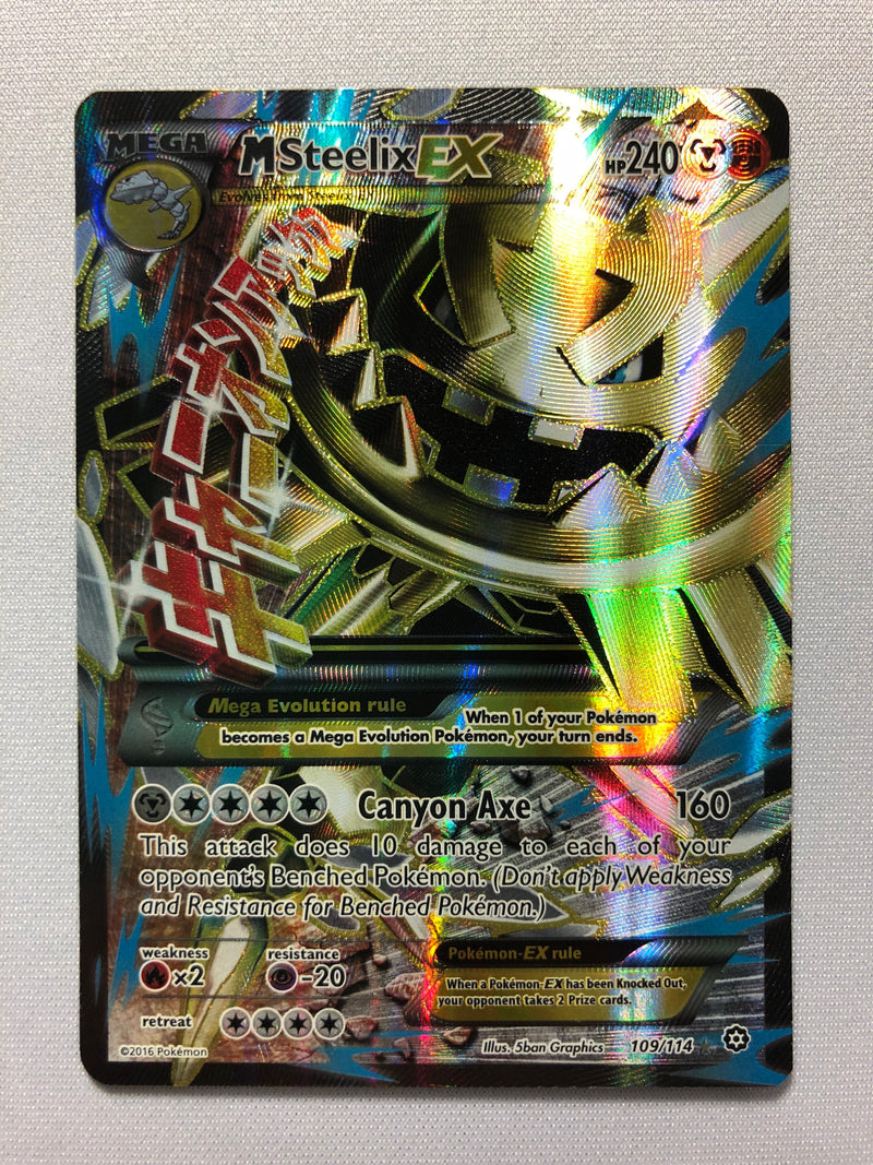 shiny steelix pokemon card M Steelix EX 109/114 Steam Siege Ultra Rare Holo Full Art Pokemon Card