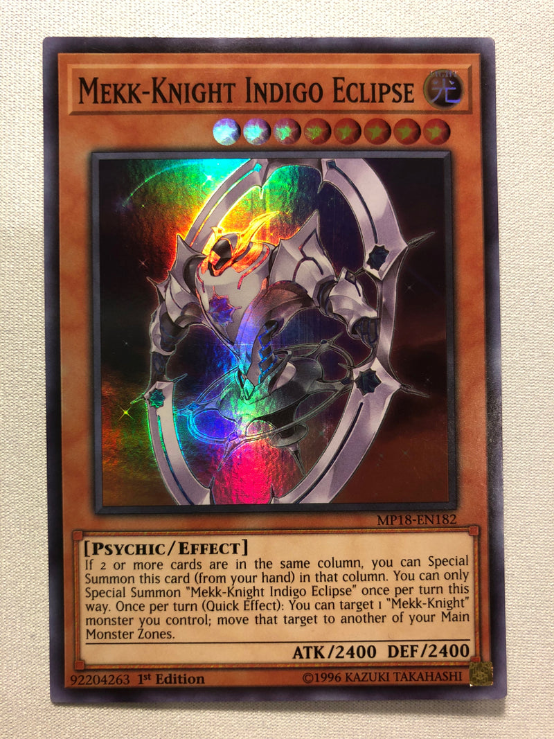 Yugioh Mekk-Knight Indigo Eclipse MP18-EN182 1st Edition Super Rare Near Mint