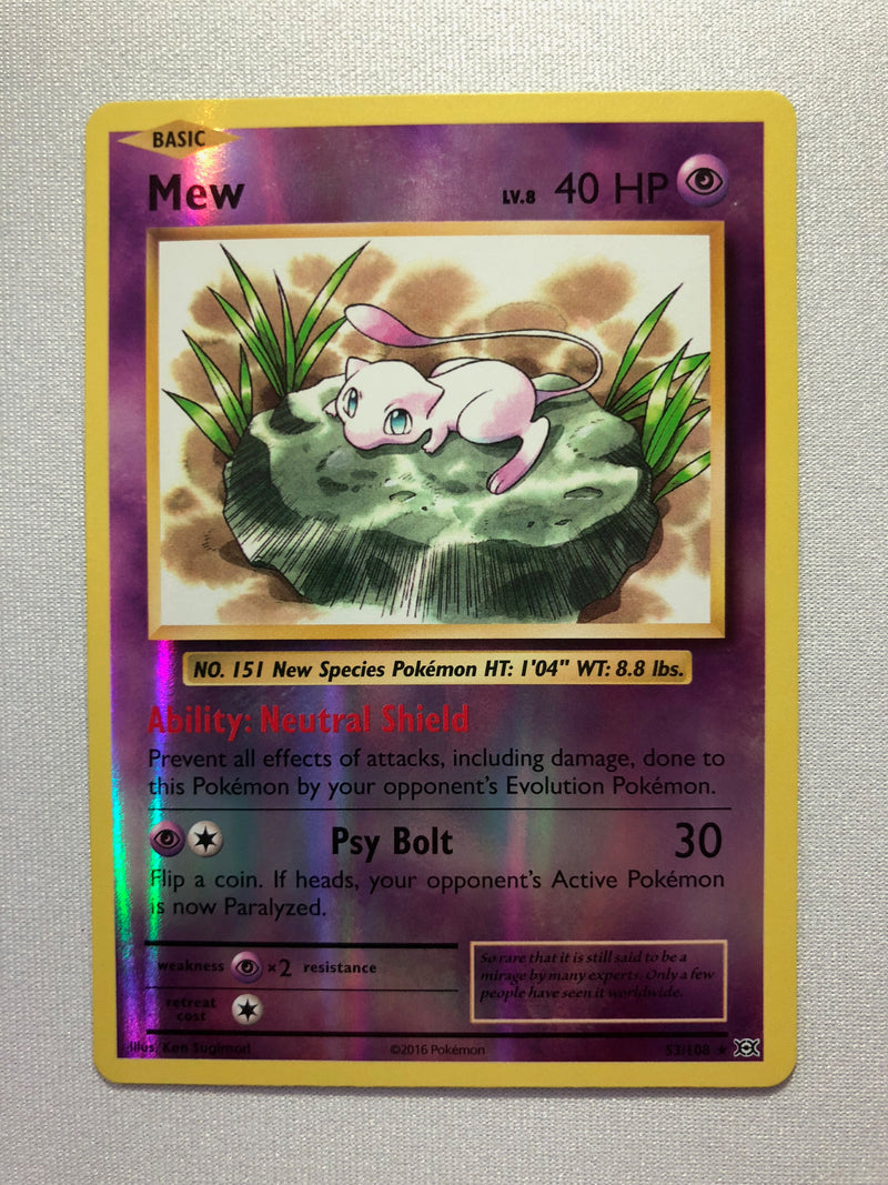 Mew 53/108 Reverse Holo Rare XY Evolutions Pokemon Card Near Mint