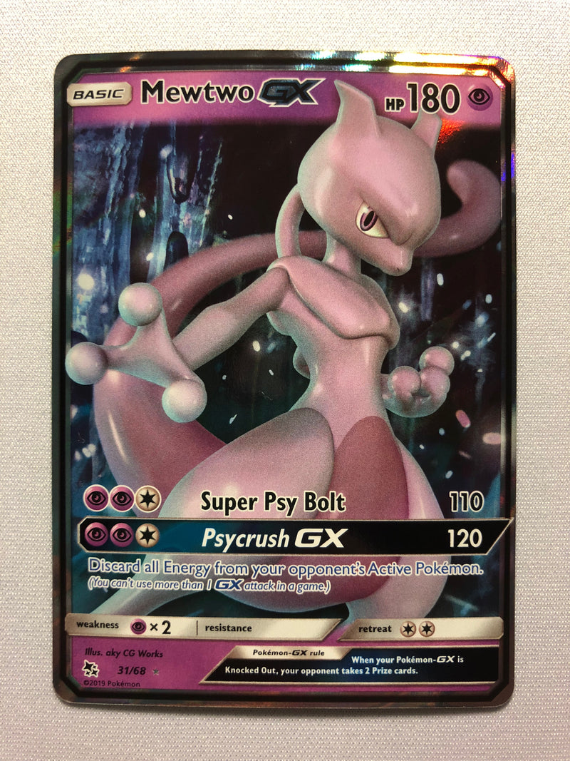 Mewtwo GX 31/68 Holo Rare Pokemon Card Near Mint