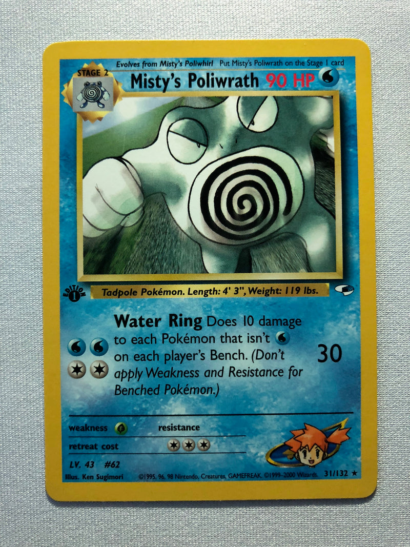 rare misty pokemon card Misty's Poliwrath 31/132 1st Edition Gym Heroes Rare Pokemon Card Near