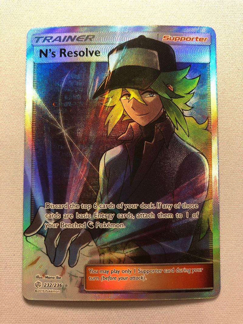N's Resolve 232/236 Cosmic Eclipse Holo Full Art Ultra Rare Pokemon Ca N's Resolve 232/236 Cosmic Eclipse Holo Full Art Ultra Rare Pokemon Ca