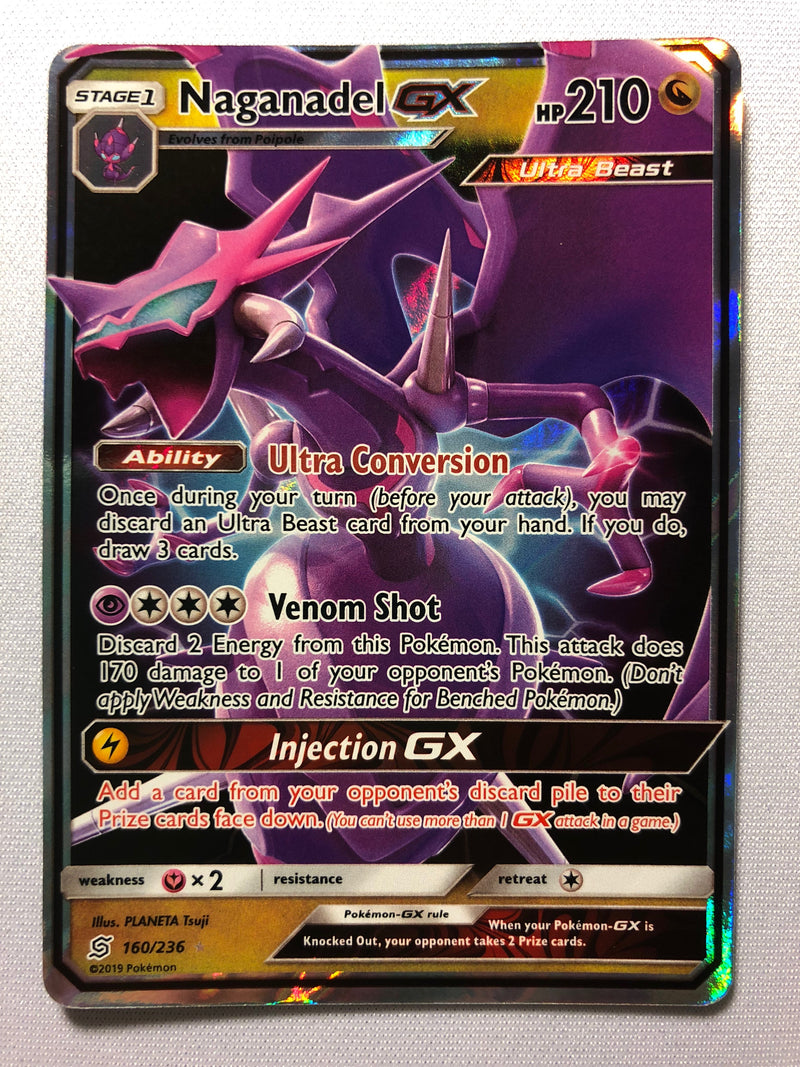 Naganadel GX 160/236 SM Unified Minds Holo Ultra Rare Pokemon Card Near Mint