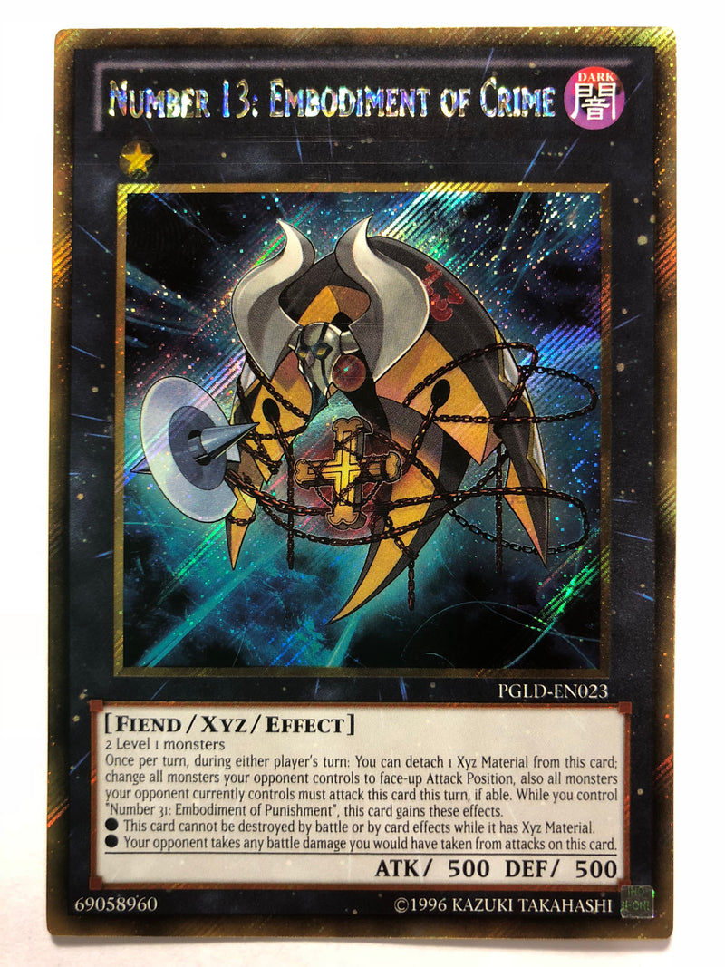 Yugioh Number 13 Embodiment of Crime PGLD-EN023 Premium Gold 1st Edition NM Yugioh Number 13 Embodiment of Crime PGLD-EN023 Premium Gold 1st Edition NM