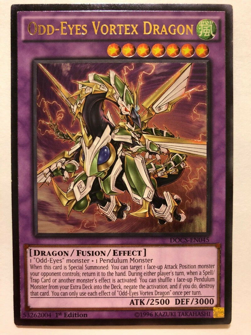 Yugioh Odd-Eyes Vortex Dragon DOCS-EN045 Ultimate Rare 1st Edition Near Mint