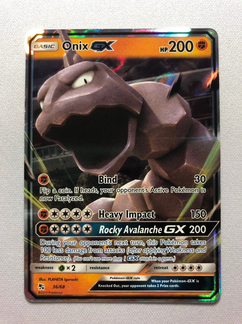 Onix GX 36/68 Hidden Fates Holo Ultra Rare Full Art Pokemon Card Near Onix GX 36/68 Hidden Fates Holo Ultra Rare Full Art Pokemon Card Near