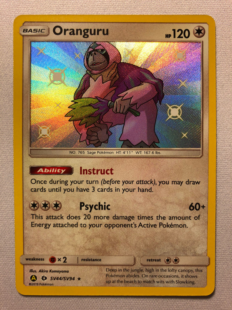 Oranguru SV44/SV94 Shiny Rare Holo Rare Sun & Moon Hidden Fates Pokemo Oranguru SV44/SV94 Shiny Rare Holo Rare Sun & Moon Hidden Fates Pokemo