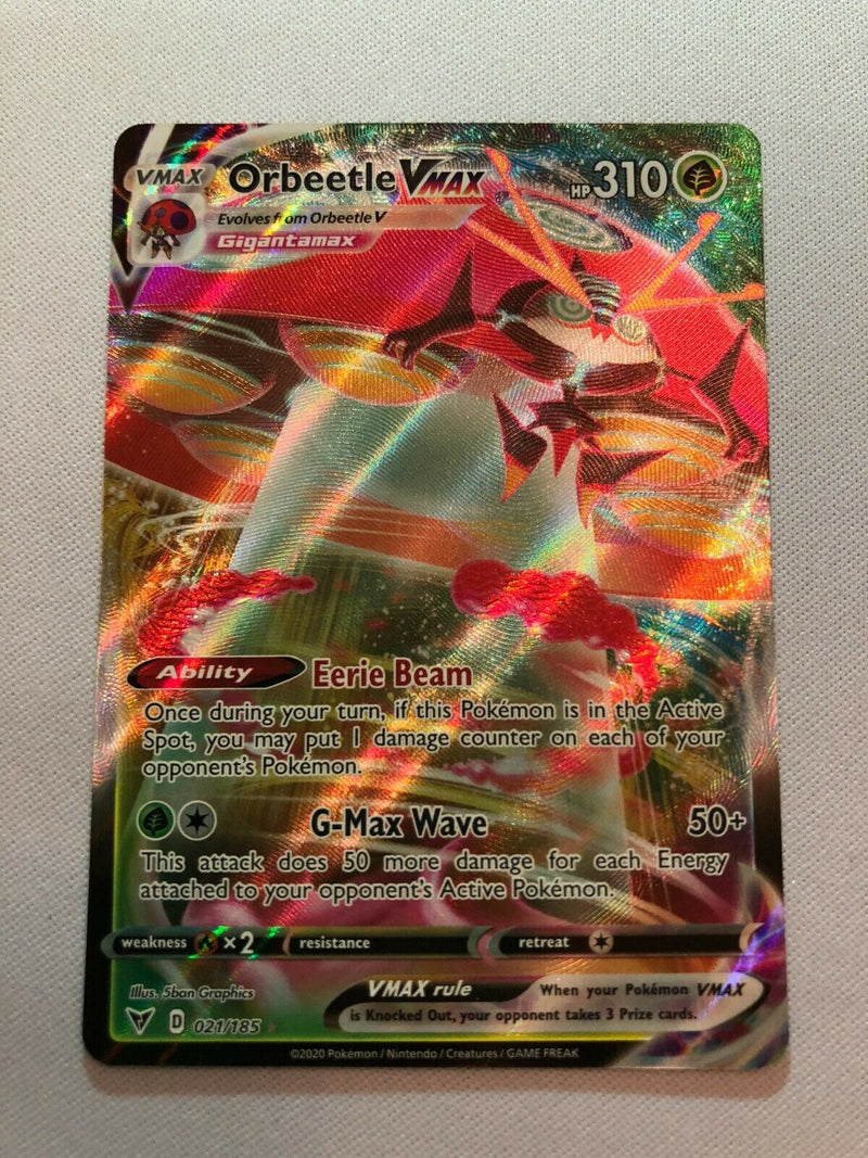 Orbeetle VMAX 021/185 Full Art Vivid Voltage Holo Rare Pokemon Card Ne
