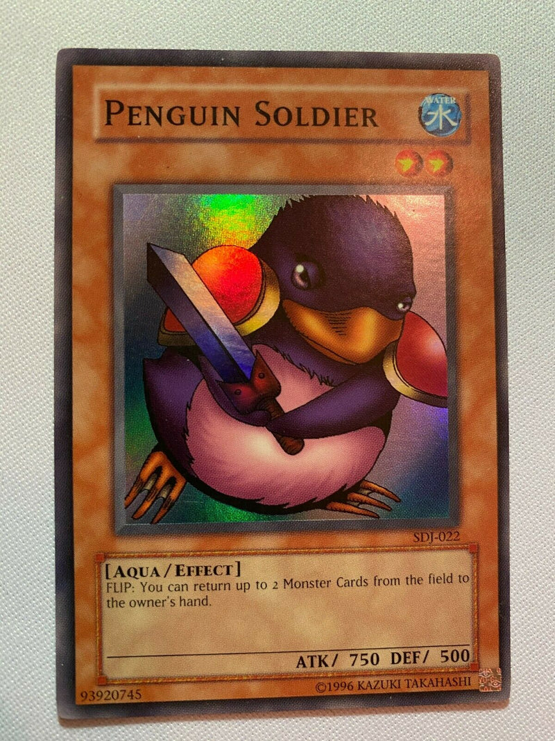 Yugioh Penguin Soldier SDJ-022 Foil Holo Super Rare Near Mint