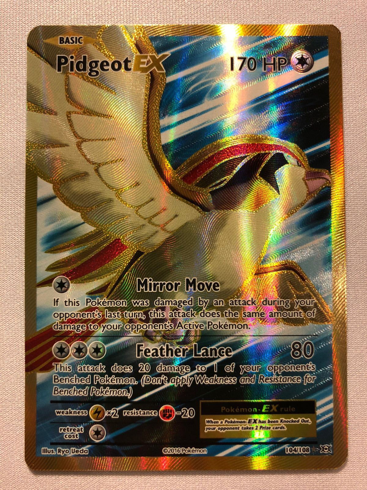 Pidgeot EX 104/108 XY Evolutions Full Art Holo Ultra Rare Pokemon Card
