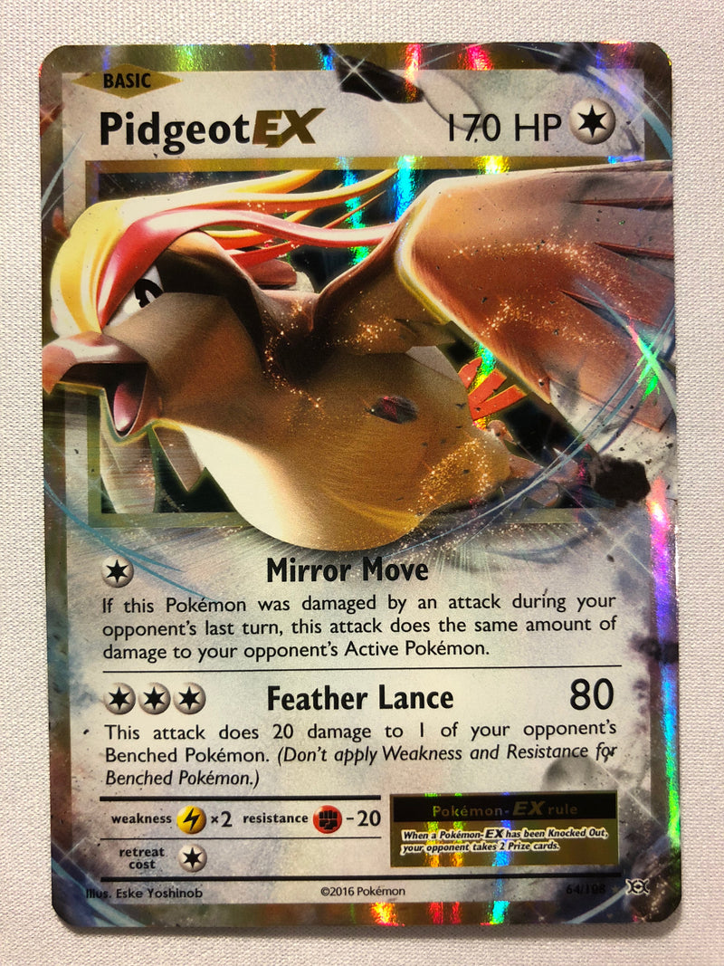 Pidgeot EX 64/108 XY Evolutions Holo Rare Pokemon Card Near Mint