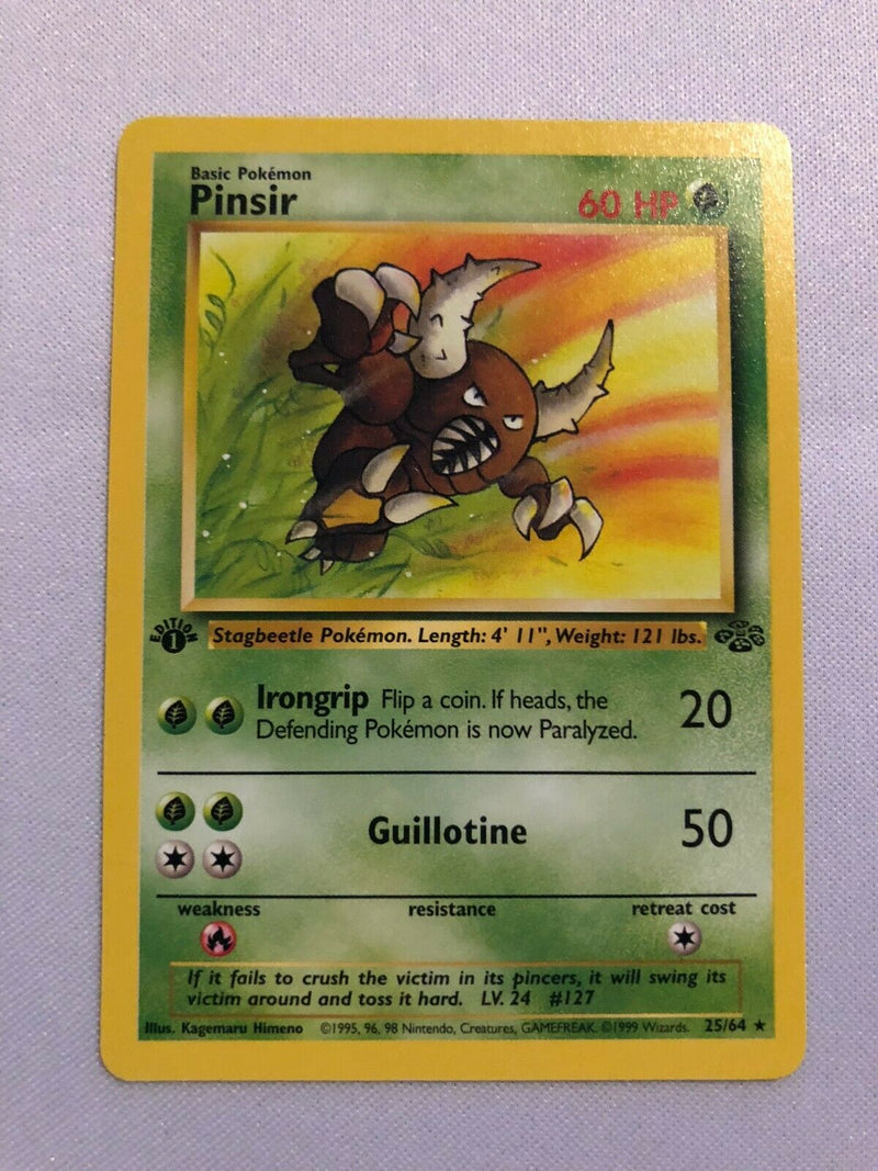shiny pinsir pokemon card Pinsir 25/64 Rare 1st Edition Jungle Set Pokemon Card Near Mint