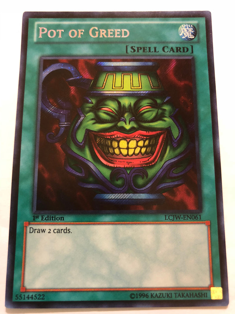 Yugioh Pot of Greed LCJW-EN061 Secret Rare 1st Edition Near Mint