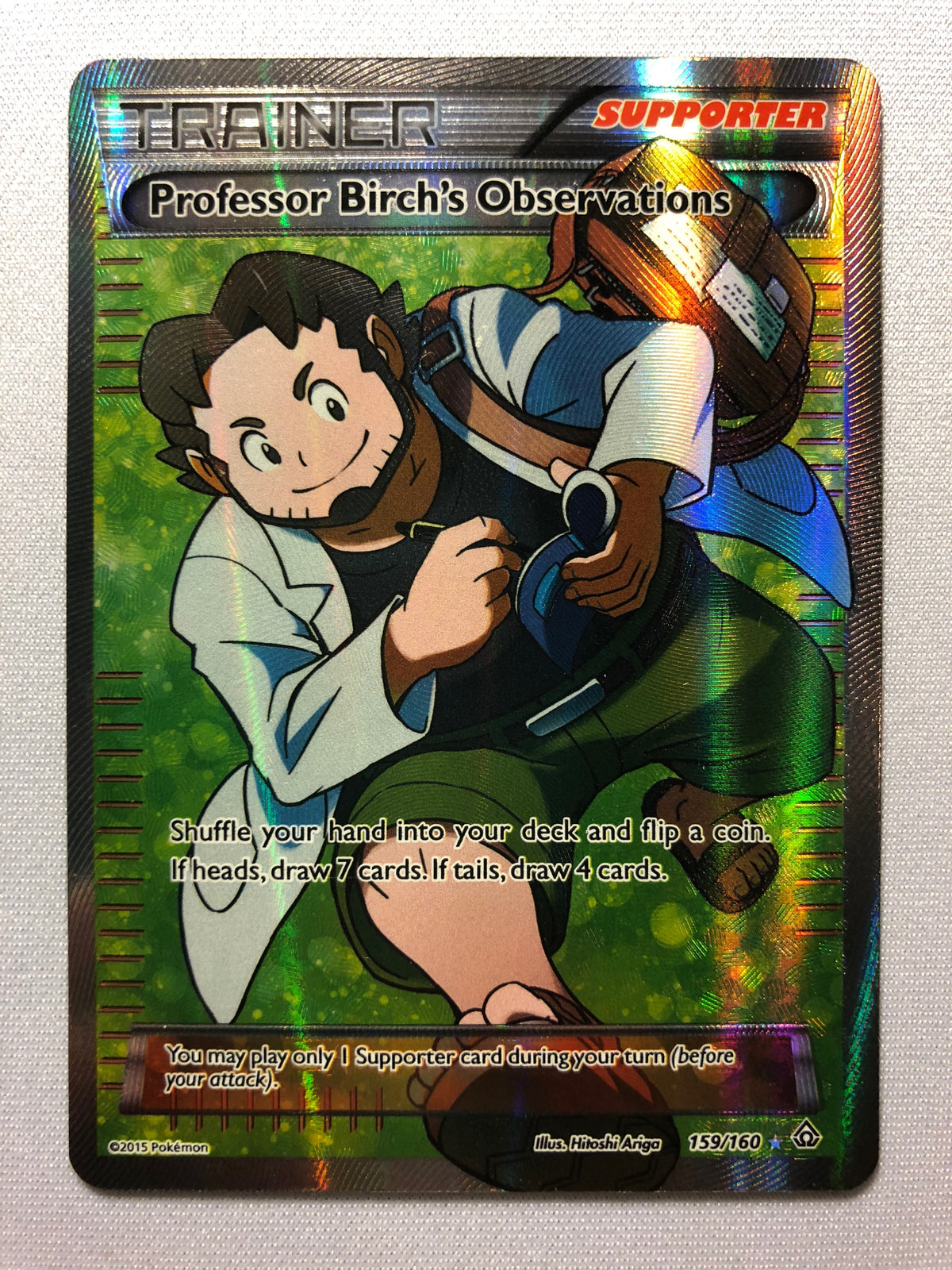 professor pokemon card Professor Birch's Observations 159/160 Holo Rare Pokemon Card Near Min