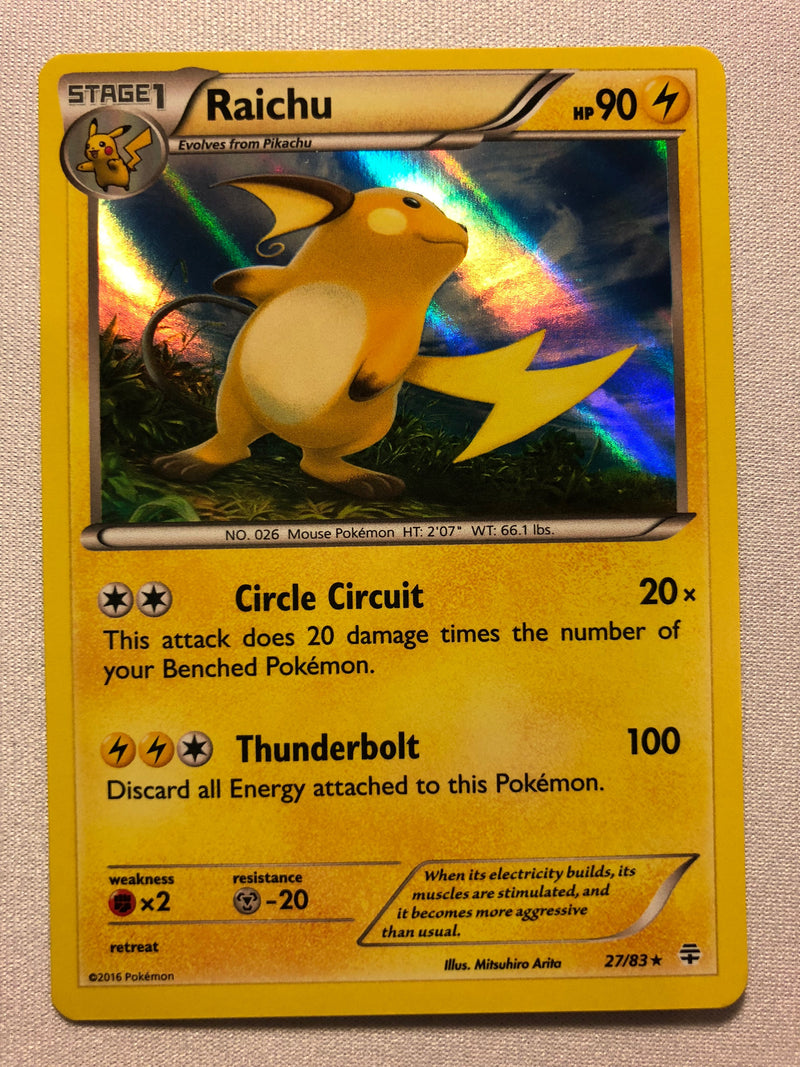 holographic raichu pokemon card Raichu 27/83 XY Generations Holo Rare Pokemon Card Near Mint