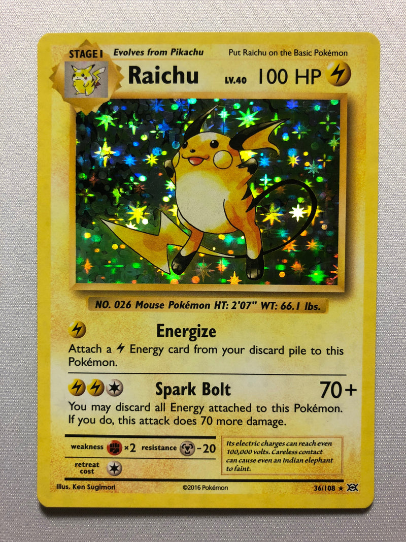 Raichu 36/108 Holo Rare XY Evolutions Pokemon Card Near Mint Raichu 36/108 Holo Rare XY Evolutions Pokemon Card Near Mint