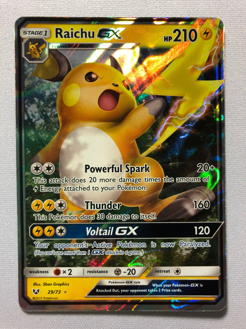 Raichu GX 29/73 Shining Legends Ultra Rare Holo Pokemon Card Near Mint Raichu GX 29/73 Shining Legends Ultra Rare Holo Pokemon Card Near Mint