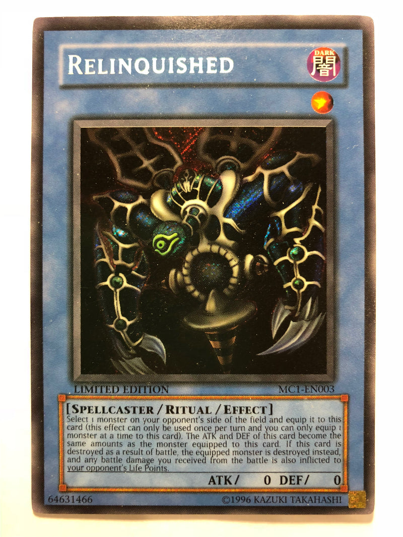yugioh relinquished ritual card Yugioh Relinquished MC1-EN003 Limited Edition Secret Rare Near Mint