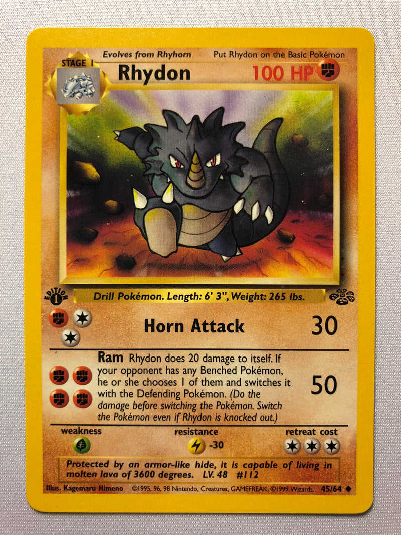 Rhydon 45/64 1st Edition Jungle Uncommon Pokemon Card Near Mint