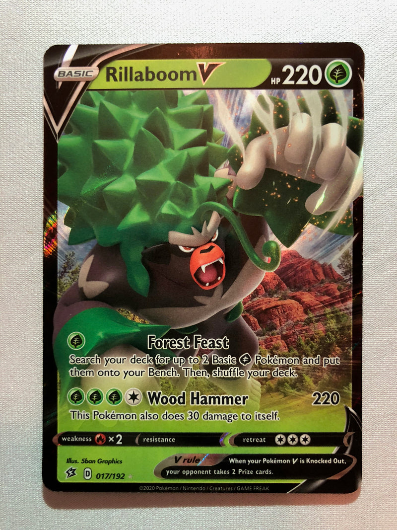 Rillaboom V 017/192 Rebel Clash Holo Rare Pokemon Card Near Mint