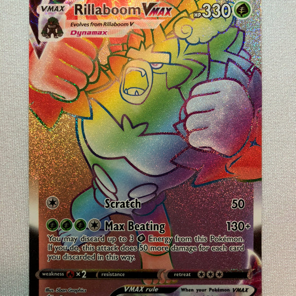 Rillaboom VMAX 193/192 Secret Rainbow Rare Rebel Clash Pokemon Card Ne Rillaboom VMAX 193/192 Secret Rainbow Rare Rebel Clash Pokemon Card Ne