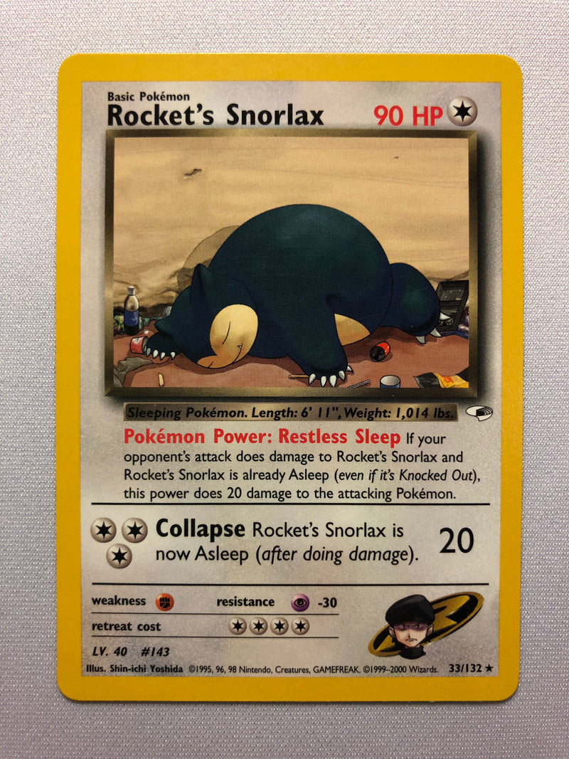 Rocket’s Snorlax 33/132 Gym Heroes Non-Holo Rare Pokemon Card Near Mint