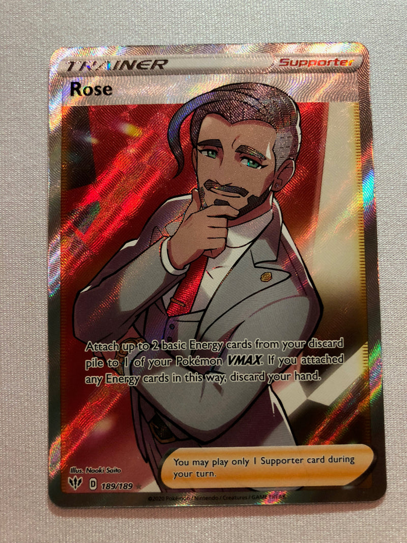 Rose 189/189 Full Art Ultra Rare Darkness Ablaze Pokemon Card Near Mint