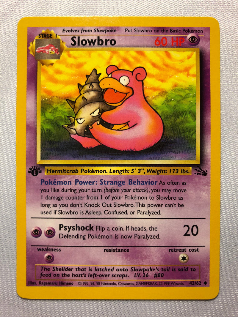 Slowbro 43/62 1st Edition Fossil Set Uncommon Pokemon Card Near Mint
