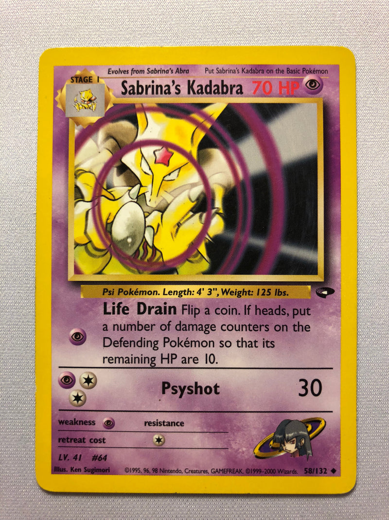 Sabrina's Kadabra 58/132 Uncommon Gym Challenge Pokemon Card Near Mint