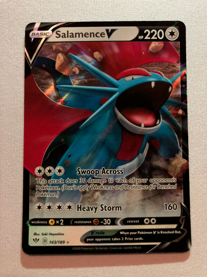 Salamence V 143/189 Darkness Ablaze Holo Rare Pokemon Card Near Mint