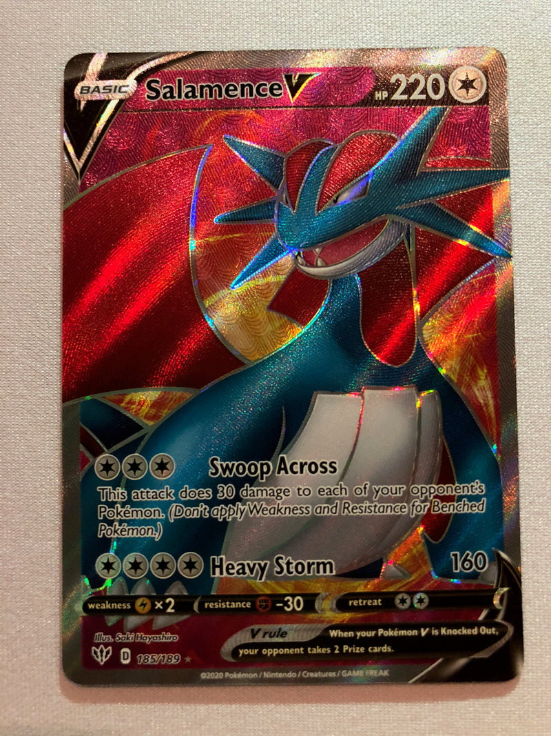 Salamence V 185/189 Full Art Holo Ultra Rare Pokemon Card Near Mint