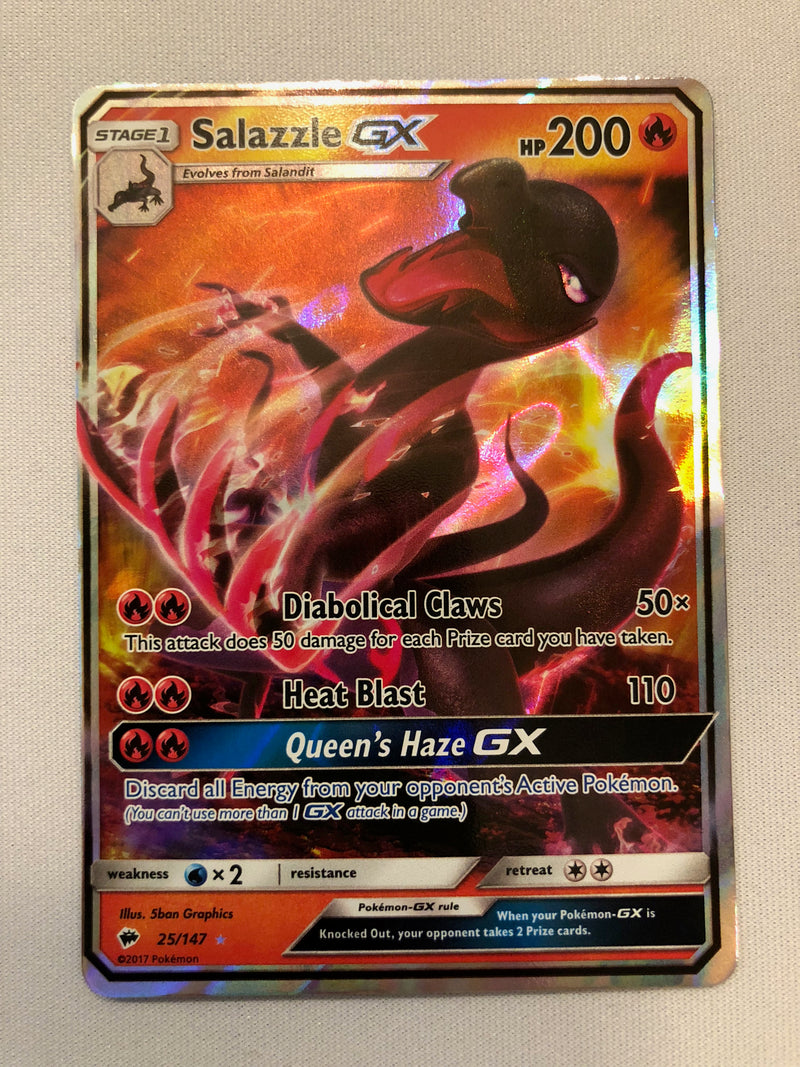sun and moon burning shadows rare cards Salazzle GX 25/147 Sun & Moon Burning Shadows Holo Ultra Rare Pokemon