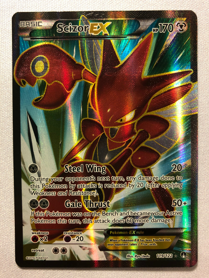 Scizor EX 119/122 Breakpoint Full Art Ultra Rare Holo Pokemon Card Nea Scizor EX 119/122 Breakpoint Full Art Ultra Rare Holo Pokemon Card Nea