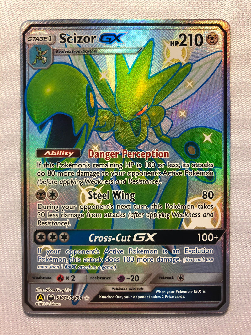 Scizor GX SV72/SV94 Hidden Fates Shiny Holo Rare Pokemon Carde Near Mint