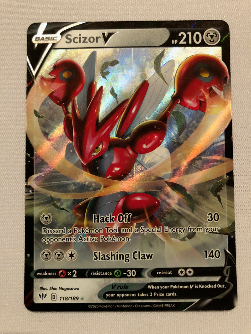 Scizor V 118/189 Ultra Rare Darkness Ablaze Pokemon Card Near Mint