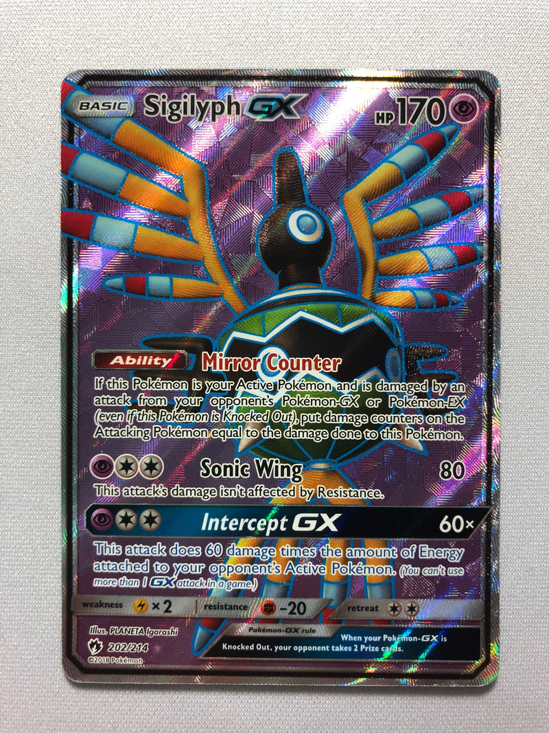Sigilyph GX 202/214 Full Art Ultra Rare Lost Thunder Pokemon Card Near Sigilyph GX 202/214 Full Art Ultra Rare Lost Thunder Pokemon Card Near