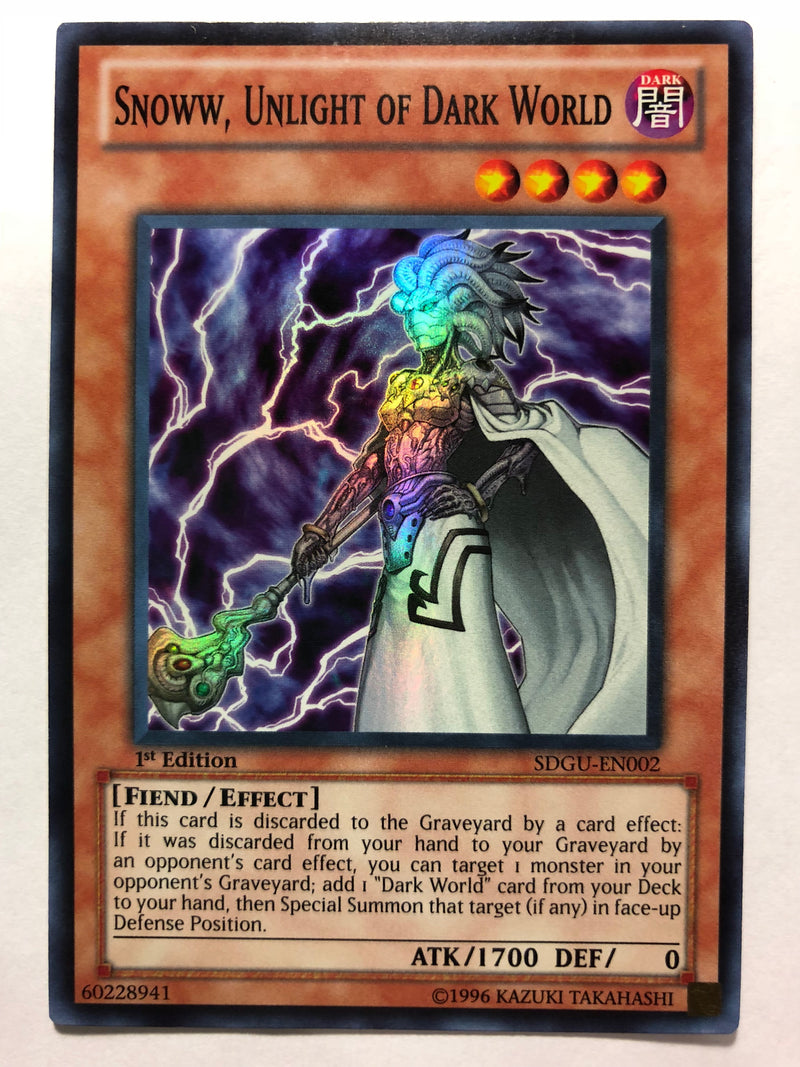 Yugioh Snoww, Unlight of Dark World SDGU-EN002 Super Rare 1st Edition Yugioh Snoww, Unlight of Dark World SDGU-EN002 Super Rare 1st Edition