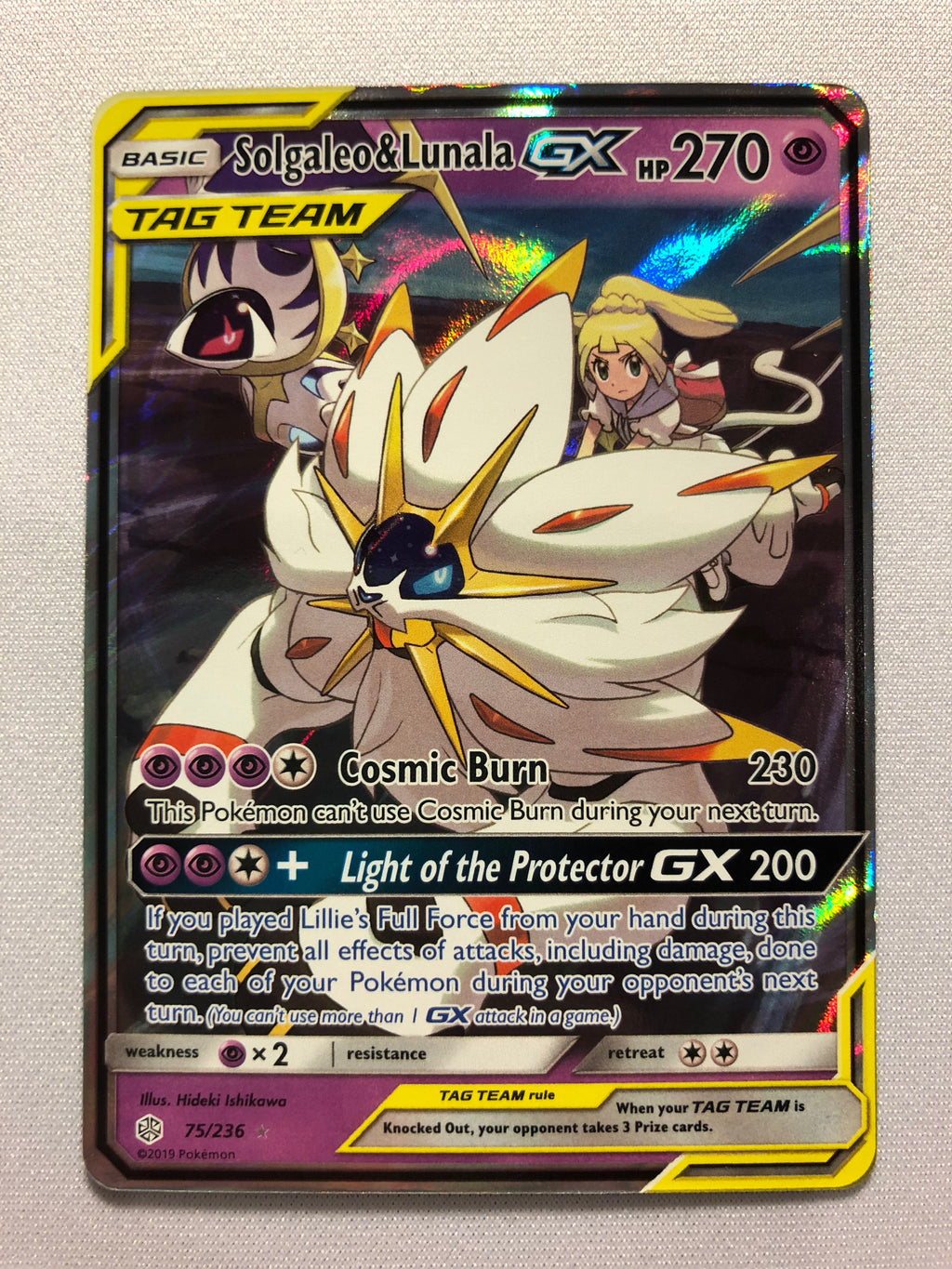 Solgaleo & Lunala GX 75/236 Cosmic Eclipse Full Art Ultra Rare Pokemon Solgaleo & Lunala GX 75/236 Cosmic Eclipse Full Art Ultra Rare Pokemon