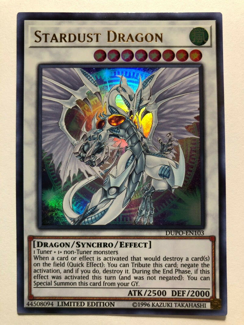 Yugioh Stardust Dragon DUPO-EN103 Ultra Rare Limited Edition Near Mint