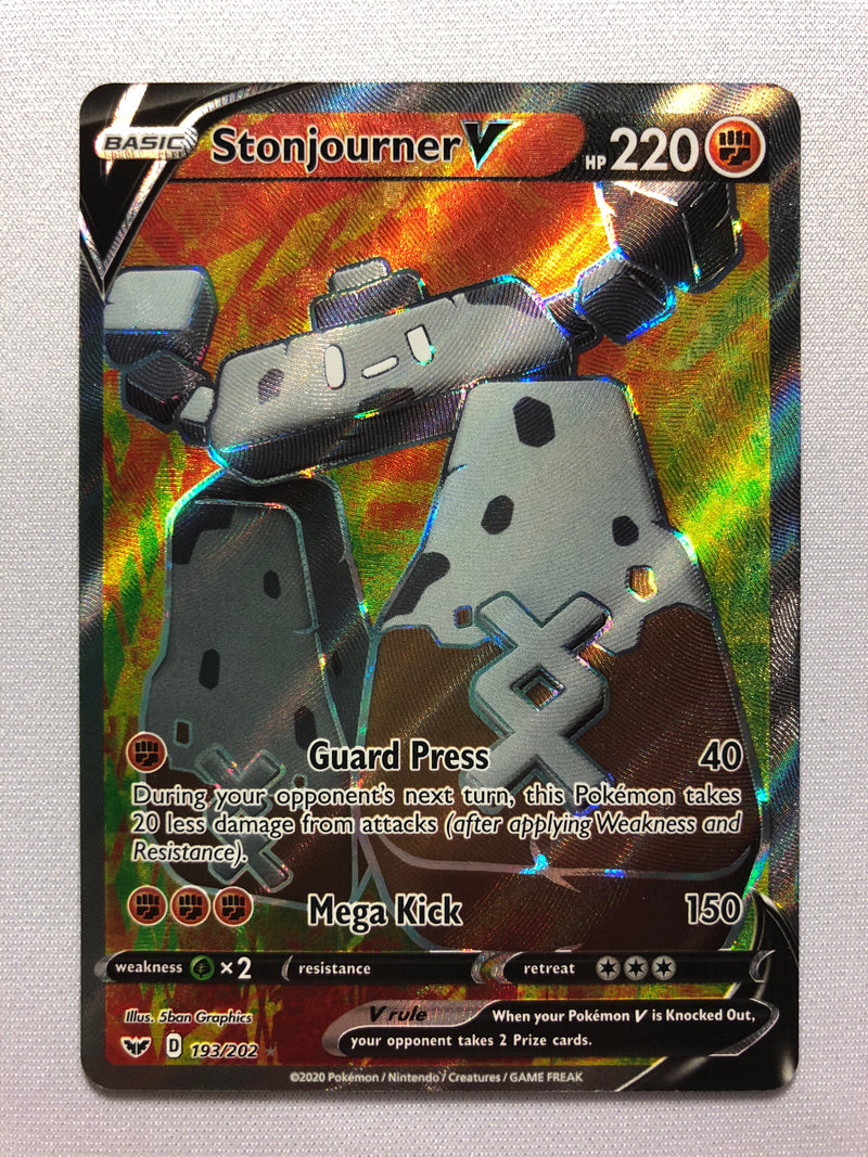 Stonjourner V 193/202 Full Art Holo Ultra Rare Pokemon Card Near Mint