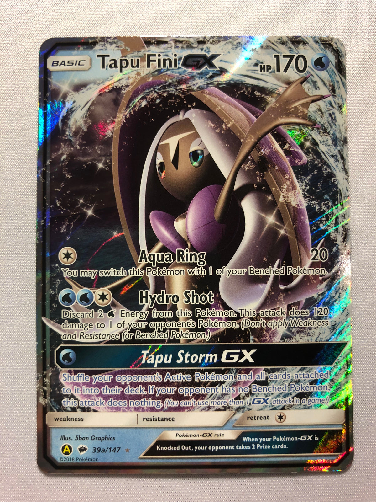 Tapu Fini GX 39a/147 Alternate Art Holo Pokemon Card Near Mint Tapu Fini GX 39a/147 Alternate Art Holo Pokemon Card Near Mint