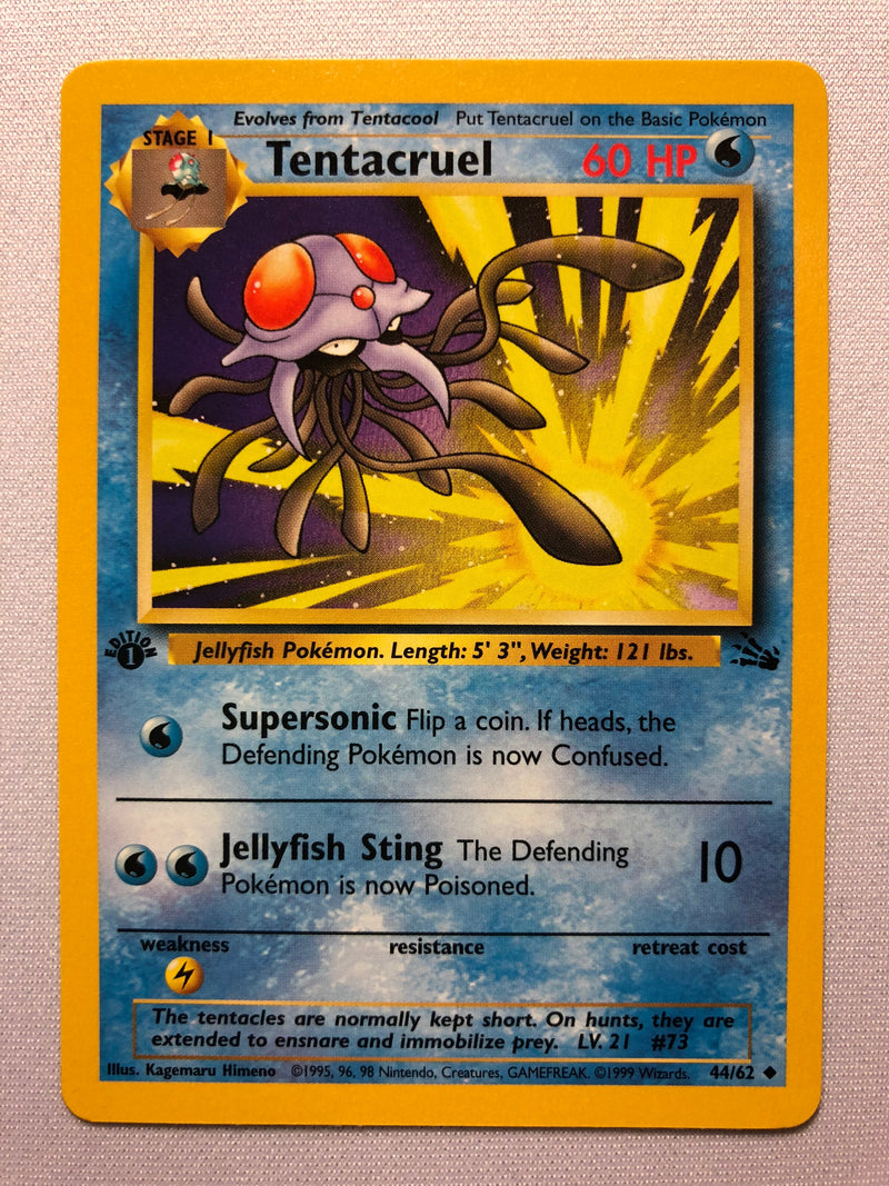 Tentacruel 44/62 1st Edition Fossil Set Uncommon Pokemon Card Near Min Tentacruel 44/62 1st Edition Fossil Set Uncommon Pokemon Card Near Min