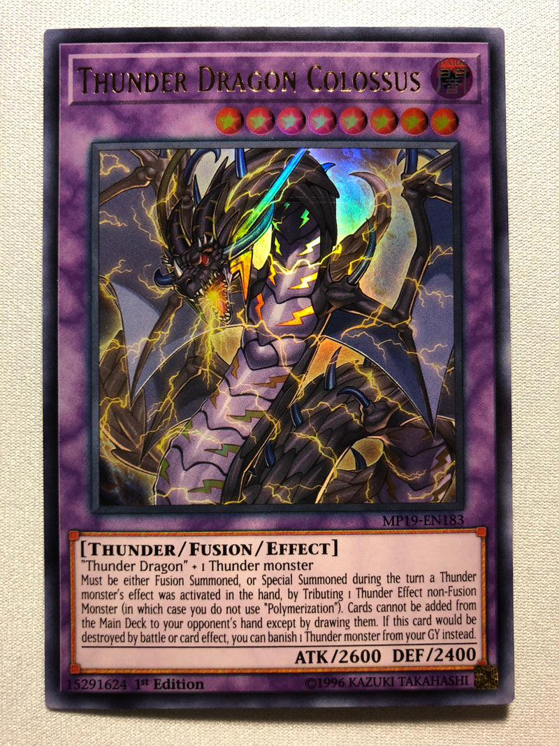 Yugioh Thunder Dragon Colossus MP19-EN183 Ultra Rare 1st Edition Near Yugioh Thunder Dragon Colossus MP19-EN183 Ultra Rare 1st Edition Near