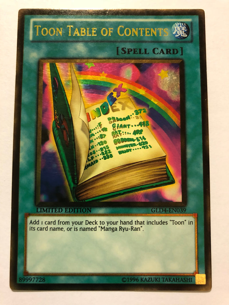 Yugioh Toon Table of Contents GLD4-EN039 Gold Rare Limited Edition Near Mint